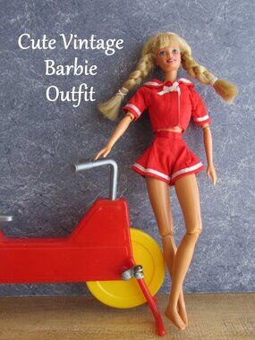 BARBIE OUTFIT, RED & WHITE SAILOR STYLE,  SASSY VINTAGE JACKET & SHORTS